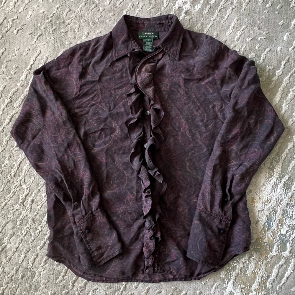 Ralph Lauren Dark Purple Ruffled Shirt